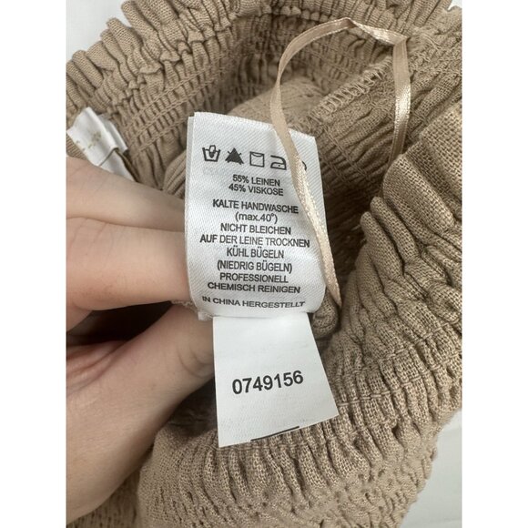 House of Harlow Linen Blend Jumpsuit Brown Smocked Sz S Granolagirl Minimalist - Picture 6 of 10